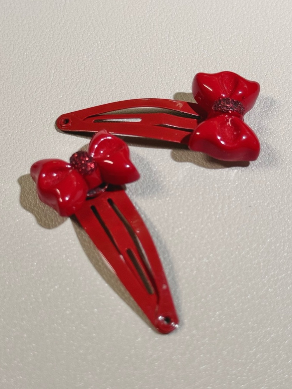 🇯🇵 Vintage retro  Japanese Candy candy bow Red Snap Hair Clips - Set of 2